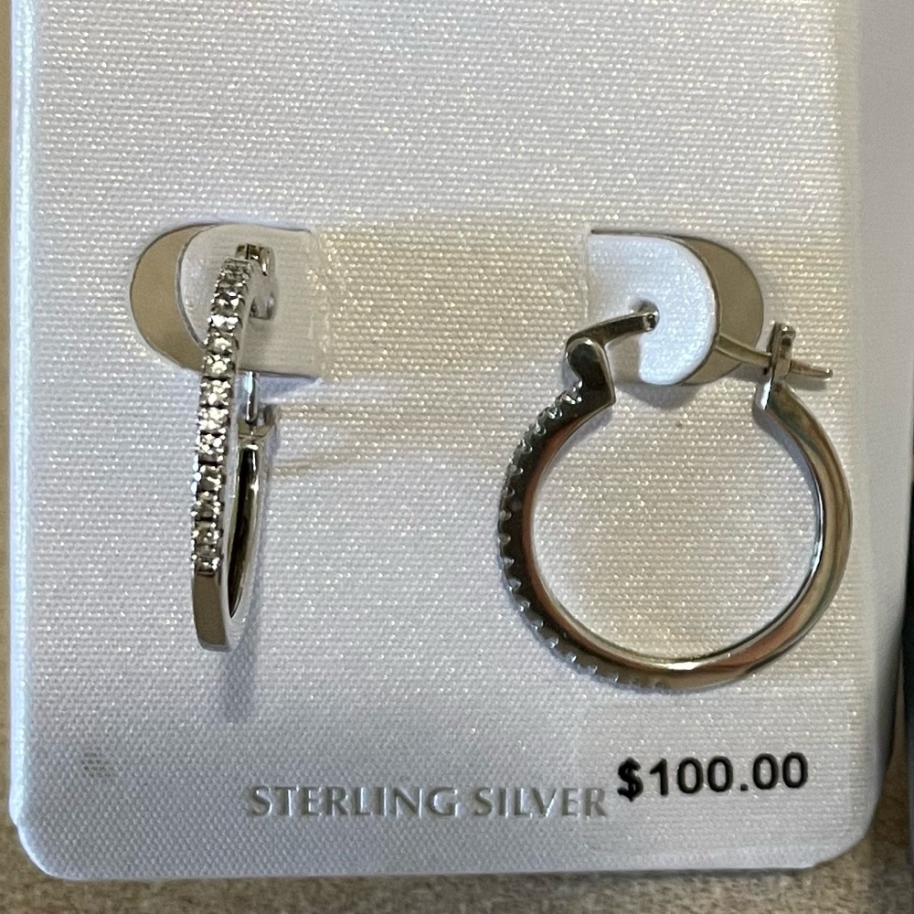 20 mm cz sterling silver hoop earrings